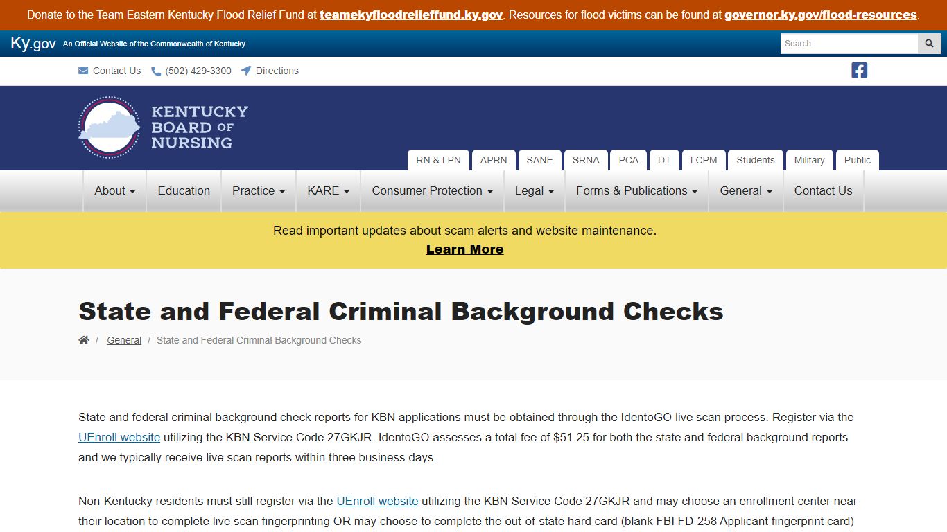 State and Federal Criminal Background Checks - Kentucky